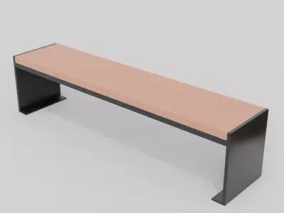 Outdoor Wooden Bench 14 Low-poly 3D model