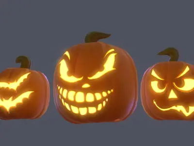 Halloween Pumpkins Pack PBR Low-poly 3D model