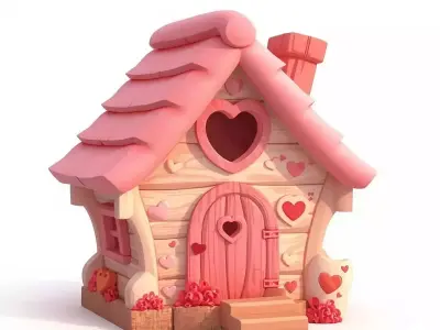 Stylized Valentine Cabins And Romantic Houses 3D Collection 3D Model Pack