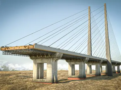 Bridge in desert 3D model