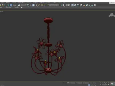 DOMINICA brass flower chandelier Low-poly 3D model