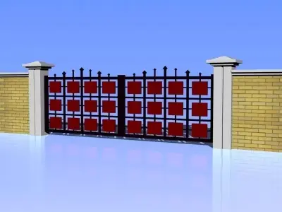 Fence and Gate 02 3D model