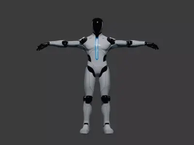 Futuristic Humanoid Robot  Sci-Fi Android Character Low-poly 3D model