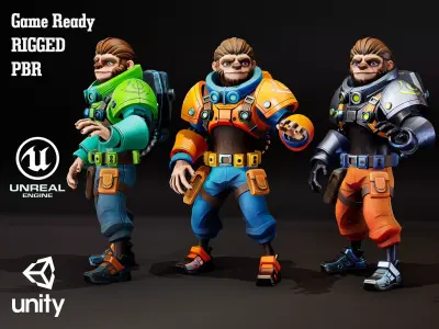 Stylized Sloth Engineer 01 Low-poly 3D model