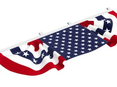 American Flag Bunting Banner 3D model
