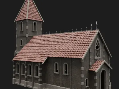 MEDIEVAL CHURCH GOTHIC TEMPLE FANTASY OLD MIDDLE AGES COLLECTION Low-poly 3D model