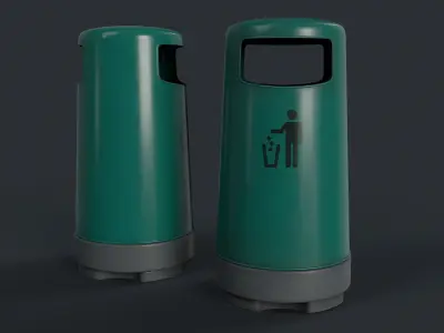Street Trash Can 4 PBR Game Ready  Low-poly 3D model