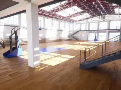 School Basketball Court Low-poly 3D model