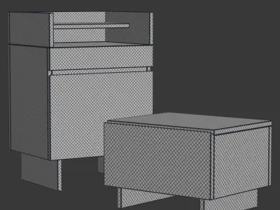 Wooden console and bedside table   Low-poly 3D model