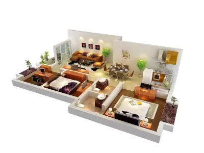 EGYPT two bedroom apartment floor plan 3D print model