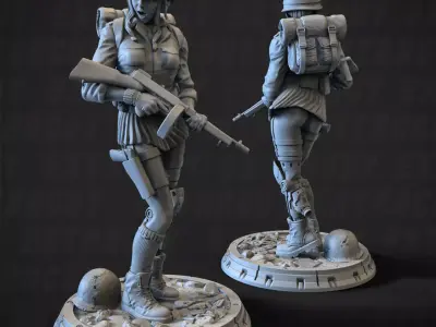 Soldier Girl 100mm and 32mm 3D print model