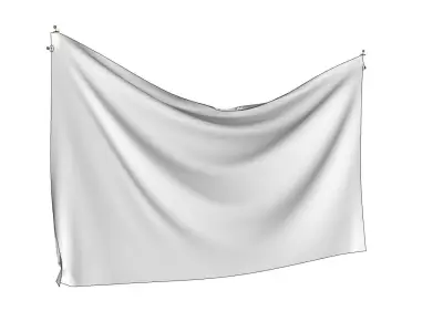 Banner islamic flag hanging Low-poly 3D model