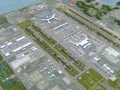 Seoul Incheon Airport 15km Low-poly 3D model