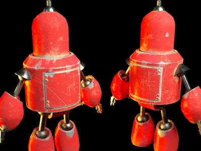 Cartoon Character Robot Low-poly 3D model