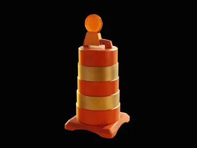Construction Barrel - Traffic Drum  Low-poly 3D model