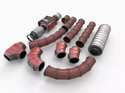 Sci-Fi Ventilation System  Low-poly 3D model