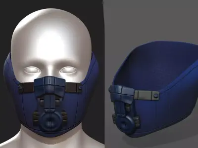 Gas mask protection futuristic technology armor  Low-poly 3D model