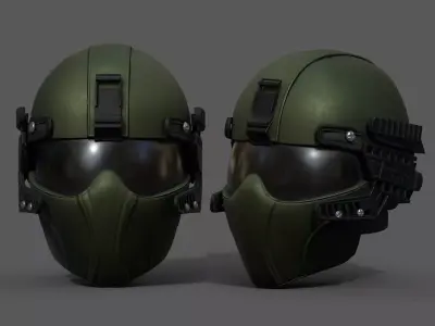 Helmet scifi military combat fantasy futuristic space  Low-poly 3D model