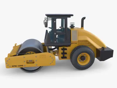 Road roller V5 Low-poly 3D model