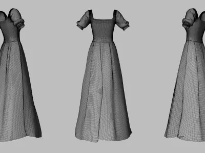 Dress 27 Very Light Blue With Design Low-poly 3D model