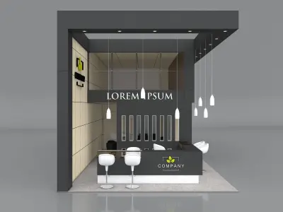 Exhibition Booth Stand Stall 12x5m Height 500 cm 2 Side Open 3D model