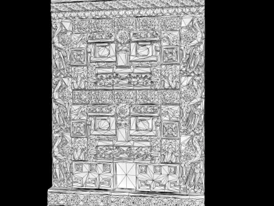 Low poly Mayan Inca Aztec Wall Modular Pack Mossy 210616 Low-poly 3D model