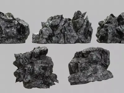 Rock Set Low-poly 3D model