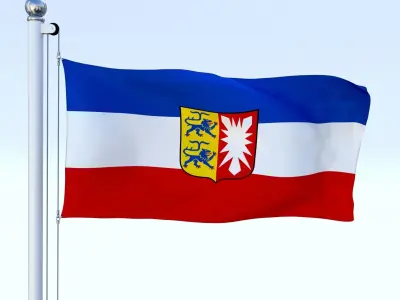 Animated Schleswig-Holstein German State Flag Low-poly 3D model