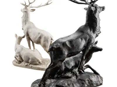 Couple of deers sculpture 3D model