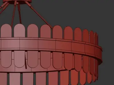 browser chandelier with glass and gold trim 3D model