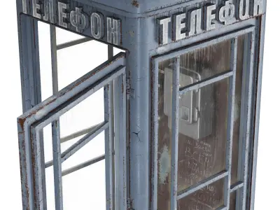 Dirty Telephone booth with payphone AMT-47 3D model