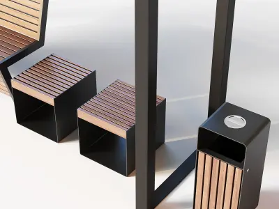 Improvement set bench pergola urn 3D model