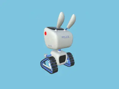 Cute Robot 09 - -Police Bot - Character SciFi Design Low-poly 3D model