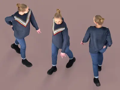 City Wanderer Casual Girl Walking 3D model