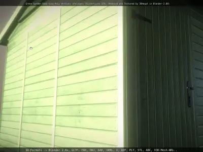 Green Garden Shed Low-poly 3D model