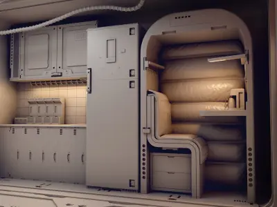 sci-fi shuttle room 3D model