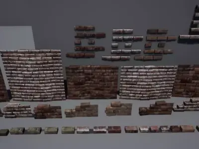 Brick and Wall Pack 01 Low-poly 3D model