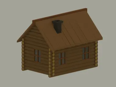 Wooden Cabin Low Poly 3D model