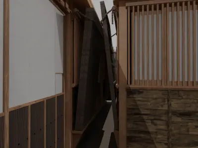 Row house in Edo city in 18C 3D model