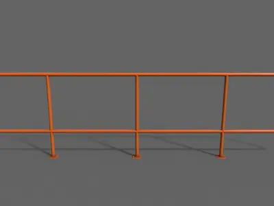 PBR Pedestrian Guard Rail Orange V5 Low-poly 3D model