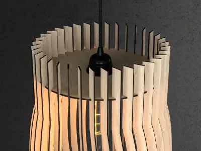 Wood Pendant Lamp 5 3D model