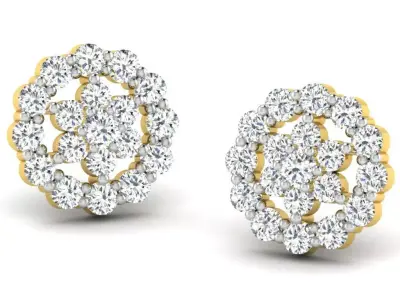 Solitaire Women Earring 3D print model 11