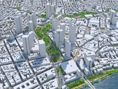 Frankfurt Downtown Germany Low-poly 3D model