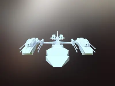 Sci-Fi War spaceship Low-poly 3D model