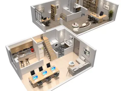 duplex Office apartment floorplan 2 3D model