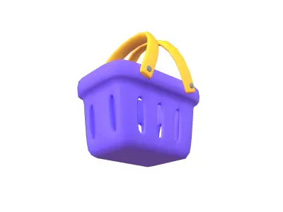 Shopping Basket Icon v1 005 Low-poly 3D model