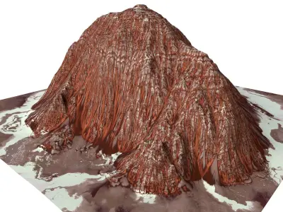 Red Snow ICE Mountain Canyon Desert Low Poly Terrain Rock 3 Low-poly 3D model