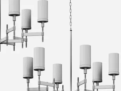 light-19 brass chandelier with four glass candle holders 3D model