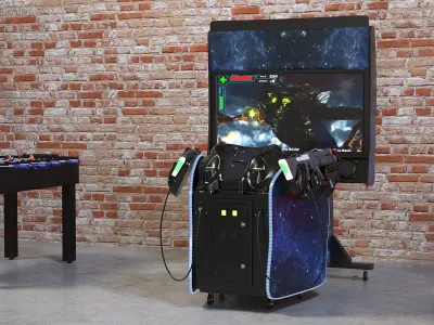  Cosmic Arcade Game Machine On State Rigged for Cinema 4D 