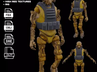 Military robot guard  Low-poly 3D model